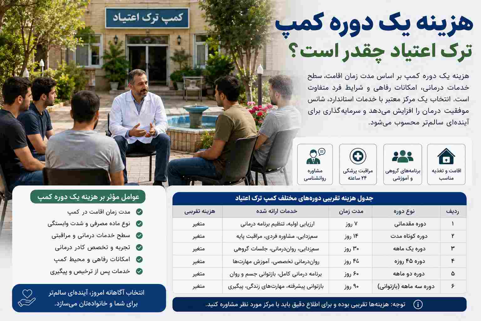 هزینه یک دوره کمپ ترک اعتیاد چقدر است؟